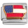CL1003 Red White Blue Flag Iowa State Outline Italian Charm