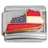 CL1006 Red White Blue Flag Kentucky State Outline Italian Charm
