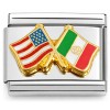 CT1052 Flag of US and Mexico Italian Charm