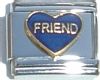 CT1081blue Friend on Blue Heart Italian Charm
