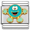 CT1155blue Smiling Teal Blue Candy Italian Charm