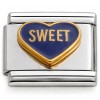 CT1189db Sweet Heart on Dark Blue Italian Charm