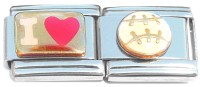 CT1299 I Love Baseball Heart Double Italian Charm