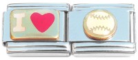 CT1301 I Love Baseball Sports Double Italian Charm