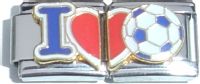 CT1350 I Heart Soccer Double Italian Charm