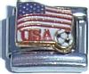 CT1351 USA Flag with Soccer Ball Italian Charm