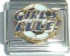 CT1355 Girls Rule! (on soccer ball) Italian Charm