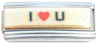 CT1373 I Love You Glitter Superlink Italian Charm