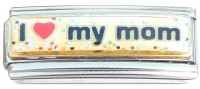 CT1375 I Love My Mom Glitter Superlink Italian Charm