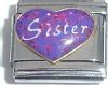CT1399 Sister Purple Heart Italian Charm