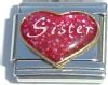 CT1399r Sister on Red Heart Italian Charm