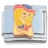 CT1415 Patriotic Red White Blue Girl Italian Charm