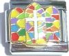 CT1441 Cross on Stained Glass Window Italian Charm
