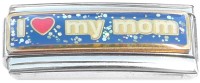 CT1476 I Love My Mom Blue Glitter Superlink Italian Charm