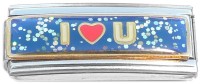 CT1477 I Love You Blue Glitter Superlink Italian Charm