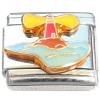 CT1665 Red Lighthouse Ocean Waves Italian Charm