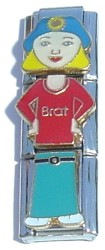 CT1947y Brat Shirt Girl Blonde Hair Triple Italian Charm