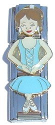 CT1954lo Blue Dance Girl Brown Hair Triple Italian Charm