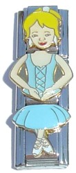 CT1954ly Blue Dance Girl Blonde Hair Triple Italian Charm