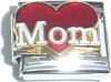 CT2007R Mom in White on Red Heart Italian Charm