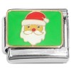 CT2051 Santa Face on Green Italian Charm