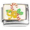 CT2052 Christmas Candy Cane Holly Bow Italian Charm
