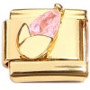 CT2062 Pink Bling Flower Goldtone Base Italian Charm 