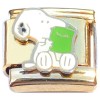 CT2066 Snoopy Reading Book Goldtone Base Italian Charm