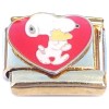 CT2067 Red Heart Snoopy Woodstock Goldtone Base Italian Charm
