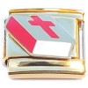 CT2124 Bible Red Cross Goldtone Base Italian Charm.