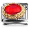 CT2177 Red Bling Beaded Border Italian Charm