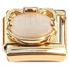 CT2179 Pearly Bling Framed Gold Base Italian Charm