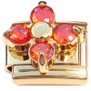CT2194 Red Bling Flower Gold Base Italian Charm