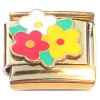 CT2197 Colorful Flowers Gold Base Italian Charm