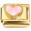 CT2208 Beaded Pink Heart on Goldtone Base Italian Charms