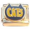 CT2269 Cats Word Goldtone Base Italian Charm