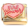 CT2270 Girl Power Heart Goldtone Base Italian Charm
