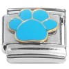 CT2286 Big Blue Animal Paw Italian Charm