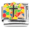 CT2295 Black Cross Stained Glass Italian Charm
