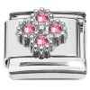 CT2303 Flower Pattern Pink Bling Italian Charm 