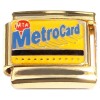 CT2331 Metrocard MTA Metro Card Goldtone Base Italian Charm