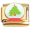 CT2335 Christmas Tree Snow Globe Goldtone Base Italian Charm. 