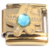 CT2336 Blue Bling Flower Goldtone Base Italian Charm 