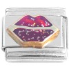 CT3086 Glitter Red Lips Kiss Italian Charm