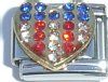 CT3087 Red White and Blue Bling Heart Italian Charm
