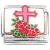 CT3104 Cross with Flowers Italian Charm
