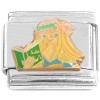 CT3136 Woman Reading Book Italian Charm