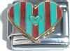 CT3236 Heart with Stripes Italian Charm