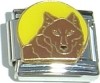 CT3454 Dog/Wolf with Moon Italian Charm