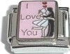 CT3500 I Love You Couple on Pink Italian Charm